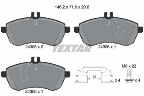 Комплект гальмівних колодок, дискове гальмо TEXTAR 2430602