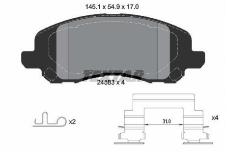 Комплект тормозных колодок, дисковый тормоз TEXTAR 2458301 (фото 1)