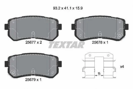 Комплект гальмівних колодок, дискове гальмо TEXTAR 2567701