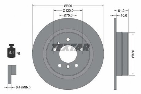 Диск тормозной задн. BMW 5-serie (E34) (300*10) TEXTAR 92042303 (фото 1)
