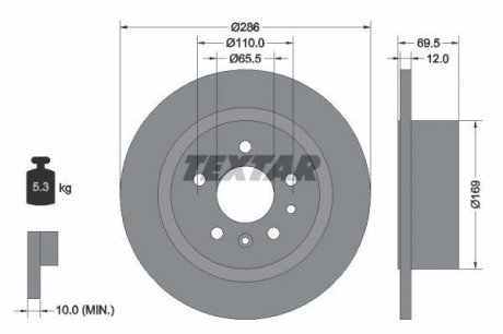 Гальмівний диск задній 0569208 0569121 90444513 OPEL OMEGA-B TEXTAR 92067000 (фото 1)