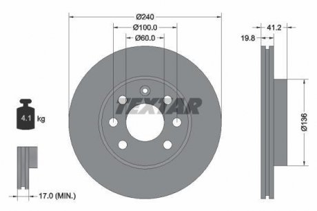 Перед.вентил. Opel Corsa C (240x20) PRO TEXTAR 92111403 (фото 1)