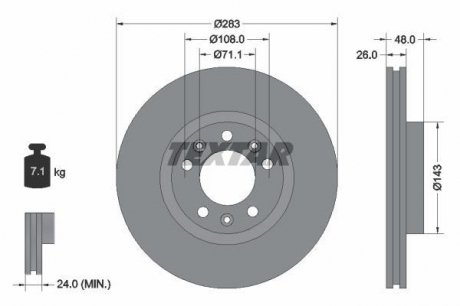 PEUGEOT Тормозной диск передн.407 04- TEXTAR 92111803 (фото 1)