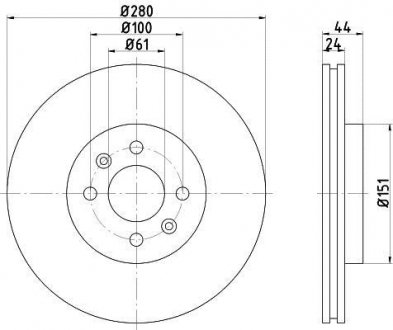 Диск тормозной перед. RENAULT Laguna, Kangoo, Megane (280*24) TEXTAR 92113903 (фото 1)