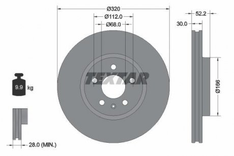 Диск торм. пер. AUDI A4, Q5 07- TEXTAR 92160003 (фото 1)