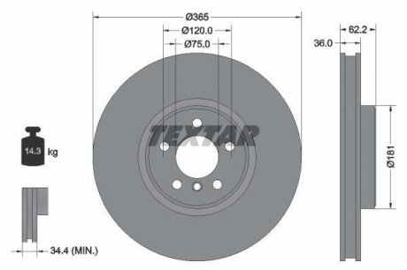 Гальмівний диск TEXTAR 92161003 (фото 1)