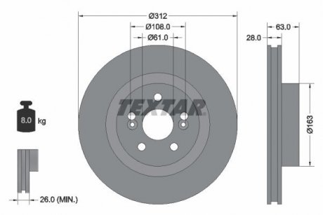 Гальмівний диск TEXTAR 92167703 (фото 1)