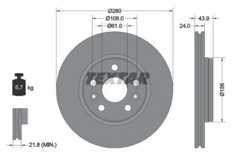 Диск тормозной пер. Renault Kangoo 08- TEXTAR 92202400 (фото 1)