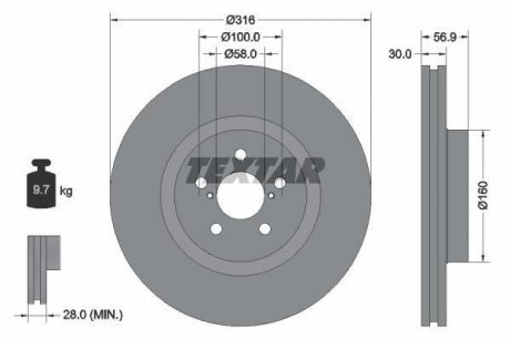 Гальмівний диск TEXTAR 92236503 (фото 1)