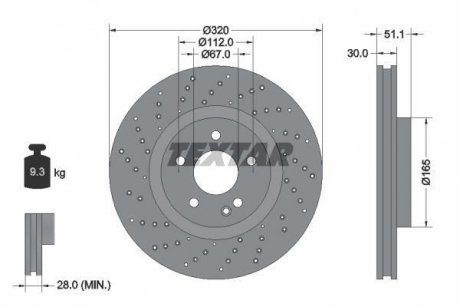 Диск тормозной MERCEDES A(W176)/ B(W246)/GLA(X156) F D=320mm 12>> TEXTAR 92262105 (фото 1)