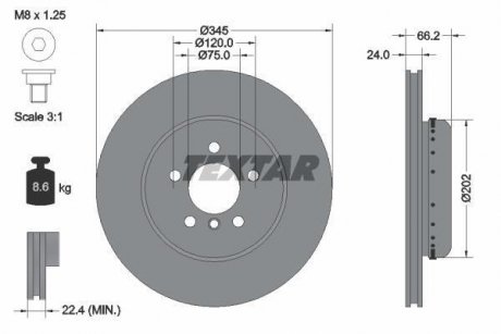 Тормозной диск TEXTAR 92265625 (фото 1)