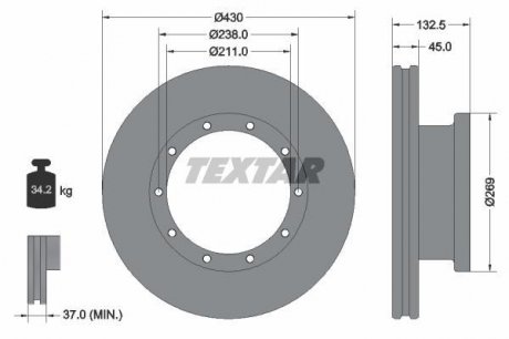 Диск тормозной TEXTAR 93087900 (фото 1)