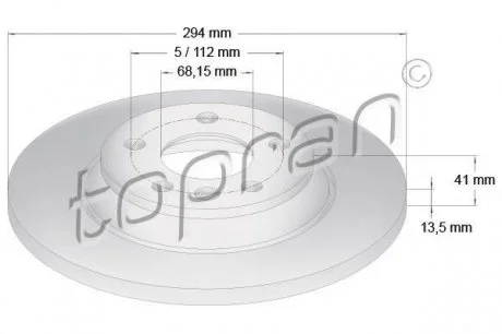 HP VW Диск тормозной задний T4 97- TOPRAN / HANS PRIES 107 692