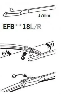 ExactFit Flat Щітка склоочисника,безкаркасна OEM (350мм) Довжина щітки 350мм/14", Тип кріплення: адаптер у комплекті Push Button,Side Pin Trico EFB3518L