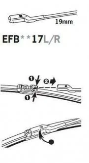 ExactFit Flat Щітка склоочисника,безкаркасна OEM (550мм) Довжина щітки 550мм/22", Тип кріплення: адаптер у комплекті Pinch Tab, Narrow Push Button,Top Lock Trico EFB5517L