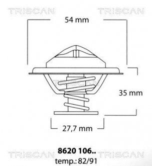 Термостат системи охолодження двигуна TRISCAN 862 010 682 (фото 1)
