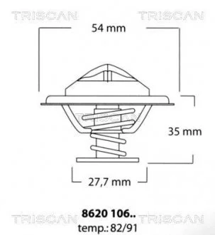 Термостат системы охлаждения двигателя TRISCAN 862 010 682