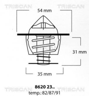 Термостат системи охолодження двигуна TRISCAN 86 202 387