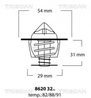 Термостат системы охлаждения двигателя TRISCAN 86 203 288 (фото 1)