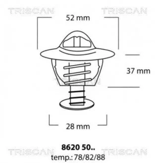 Термостат Honda Accord 2.2 2295 F22B4/B5 09/93- TRISCAN 86205078