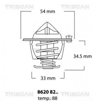 Термостат системи охолодження двигуна TRISCAN 86 208 288