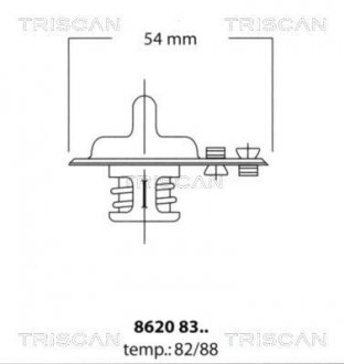 Термостат системи охолодження двигуна TRISCAN 86 208 388 (фото 1)