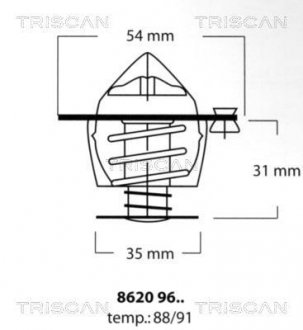 Термостат системи охолодження двигуна TRISCAN 86 209 691 (фото 1)