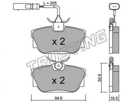 Колодки тормозн.задн.FORD GALAXY: VOLKSWAGEN SHARAN,T4 90- /с датчиком/ /Lucas-Girling/ TRUSTING 355.2