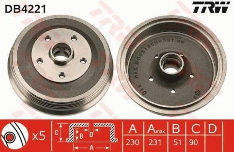 Гальмівний барабан TRW DB4221