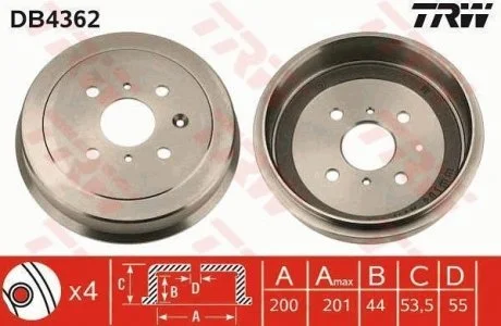 Тормозной барабан TRW DB4362