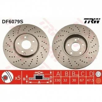 Диск тормозной, MB E (W211/S211), S (W220), M 272.972, 02-09 TRW DF6079S