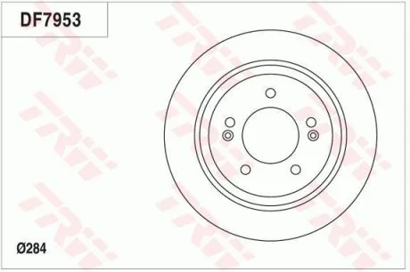 Диск тормозной (1 шт.).) HYUNDAI/KIA Grandeur/Optima/Soul "R D=284mm "11>> TRW DF7953