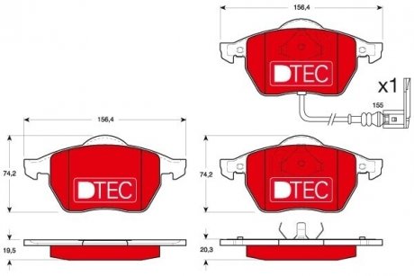 Тормозные колодки дисковые AUDI/SEAT/SKODA/VW A3/TT//Leon/Octavia/Polo/Golf "F "96-"10 TRW GDB1403DTE (фото 1)