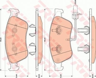 Гальмівні колодки дискові AUDI A8 "F "03-"10 TRW GDB1811 (фото 1)