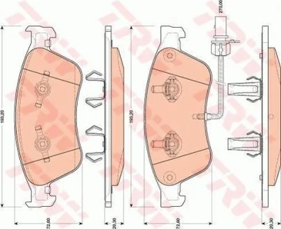 Тормозные колодки дисковые AUDI A8 "F "03-"10 TRW GDB1811