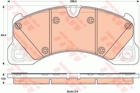 Комплект гальмівних колодок, дискове гальмо TRW GDB1914 (фото 1)