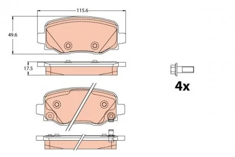 Тормозные колодки дисковые FIAT/JEEP 500X/Renegade "R "14>> TRW GDB2116