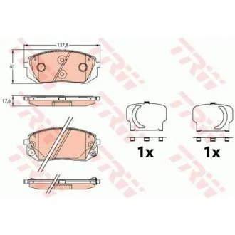 Тормозные колодки дисковые HYUNDAI/KIA I40/Tucson/Stortage "F "15>> TRW GDB3642