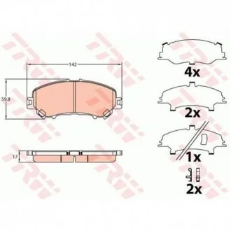 Тормозные колодки дисковые NISSAN/RENAULT X-Trail/Kadjar "F "14>> TRW GDB3648