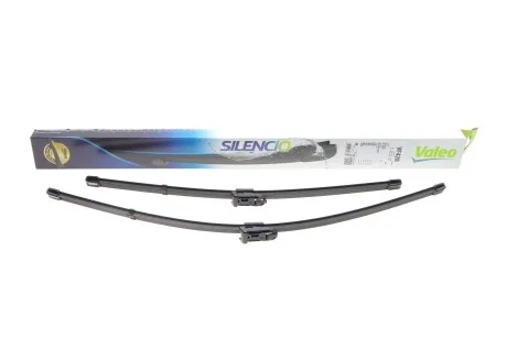 Комплект стеклоочистителей SILENCIO FLAT BLADE SET / бескаркасный / 650 • 500 мм. / со спойлером / Valeo 574377