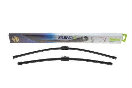 Комплект стеклоочистителей SILENCIO FLAT BLADE SET / бескаркасный / 600 • 500 мм. / со спойлером / Valeo 574647