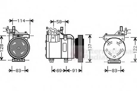Компрессор кондиционера GETZ 14i/16i MT/AT 05-09 (выр-во) Van Wezel 8200K199