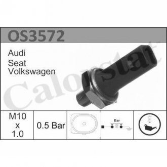 Датчик тиску олії (0,5bar/1 конт./зелений) VW Caddy III/Golf V 1.0-1.8 95- Vernet OS3572 (фото 1)