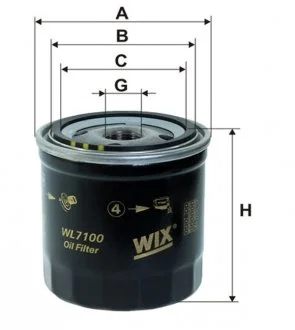 Фильтр масла CITROEN BX, C15:PEUGEOT 104, 205, 205 I, 305 I, 305 II, 505, 604 0.9-3.6 10.72-12.97 WIX FILTERS WL7100