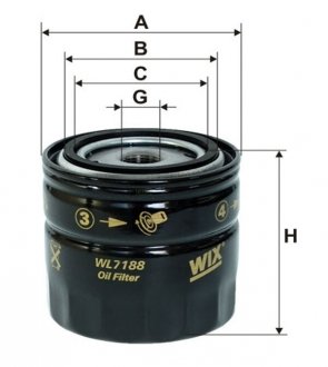 Фільтр масляний двигуна FORD MONDEO /OP628 (UA) WIX FILTERS WL7188 (фото 1)