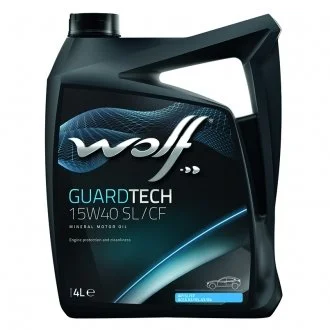 GUARDTECH 15W40 SL/CF 4Lx4 ACEA: A3/B3-10 ▪ ACEA: A3/B4-08 ▪ API: SL/CF ▪ MB: 229.1 ▪ VW: 501 01 Level ▪ VW: 505 00 Level Wolf 8300219