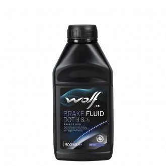 BRAKE FLUID DOT 3&4 500MLx12 FMVSS 116 DOT 4 ▪ FMVSS 116 DOT3 ▪ ISO 4925 Class 3&4 ▪ SAE J 1703 ▪ SAE J 1704 Wolf 8307706