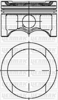 Поршень с кольцами і пальцем (размер отв. 81.01/STD) Caddy 1.6 Golf V/VI 1.6 (4ц.) (BFQ) бензин Yenmak 3104316000 (фото 1)