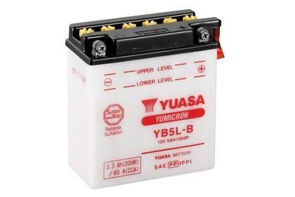 МОТО 12V 5,3Ah YuMicron Battery (сухозаряженный) Пусковой ток 60 (EN) Габариты 121х61х131 YUASA YB5L-B (фото 1)