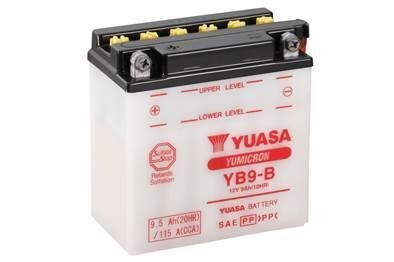 МОТО 12V 9,5Ah YuMicron Battery (сухозаряженный) Пусковой ток 115 (EN) Габариты 137х77х141 YUASA YB9-B (фото 1)